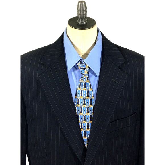 Brooks Brothers 1818 Madison Blue Striped Wool 2 Buttons Suit Jacket Mens 40R - Picture 2 of 9